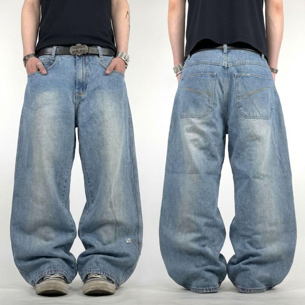 Vintage y2k rare faded stonewash rocawear grunge baggy wide leg jeans